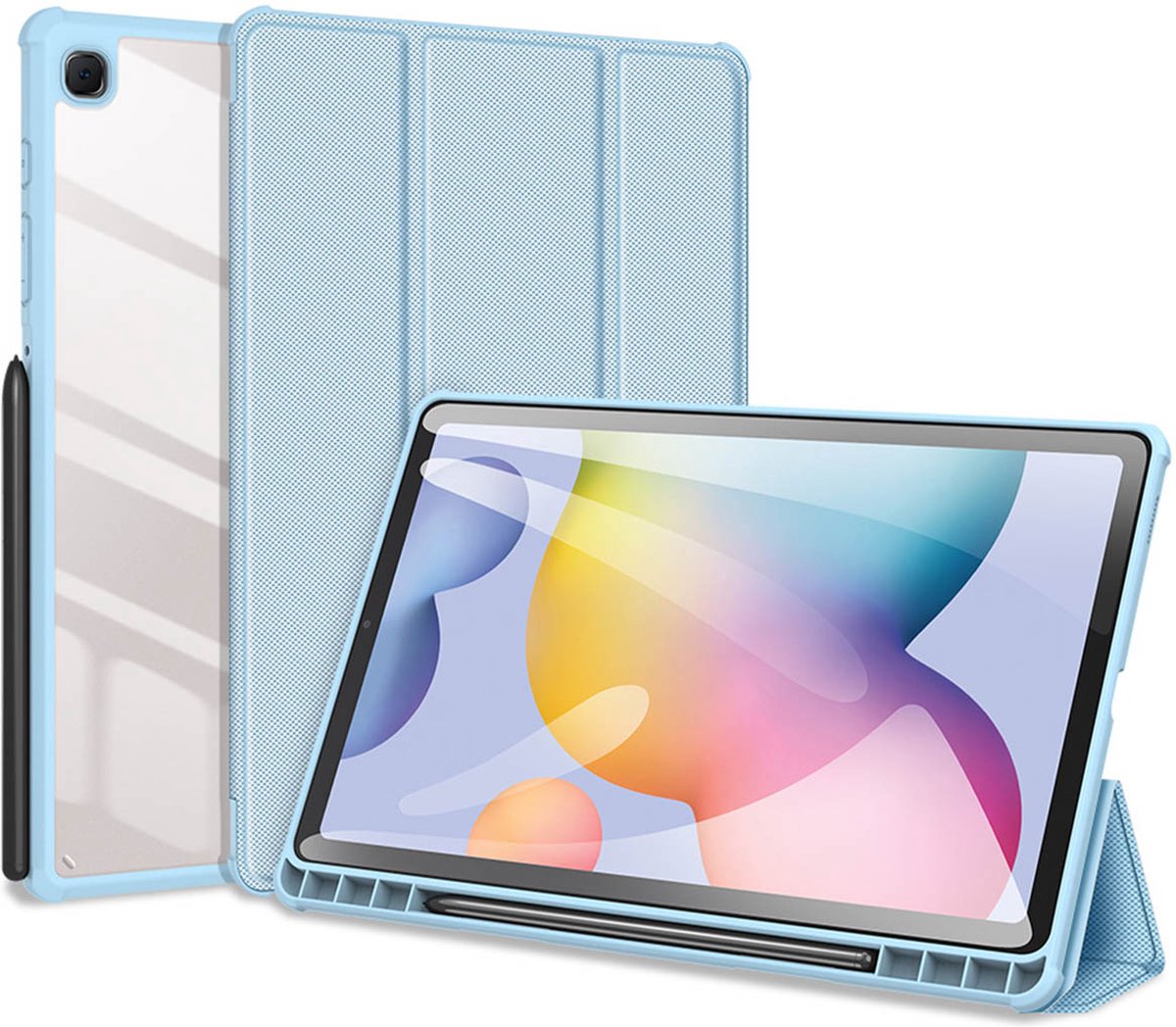 Dux Ducis - Tablet hoes geschikt voor Samsung Galaxy S6 Lite (2024) / Samsung Galaxy Tab S6 Lite (2022/2020) - Toby Series - Tri-Fold Book Case - Blauw
