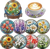 BOTC Peinture de diamants - Sous-verres avec support - Set de 8 - Forfait Adultes et Enfants - Cadeau