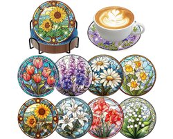 BOTC Diamond Painting - Onderzetters met Houder - Set van 8 - Pakket Volwassenen en Kinderen - Cadeau