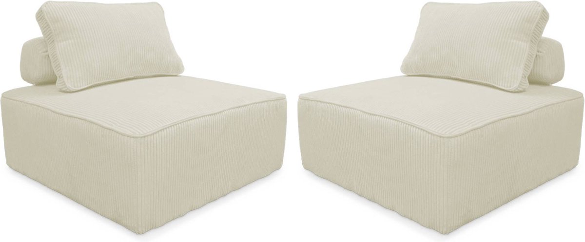sweeek - Set van 2 fauteuils voor modulaire bank corduroy 1 zitplaats l 90 x b 90 x h 78cm - lao