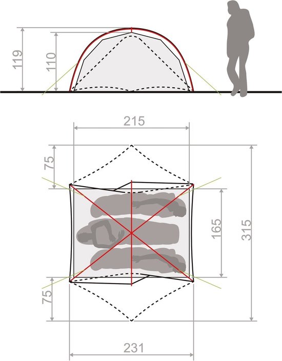 VAUDE / Space Seamless 2-3P / Tent / Tunneltent / Unisex / cress green / / — afbeelding 2