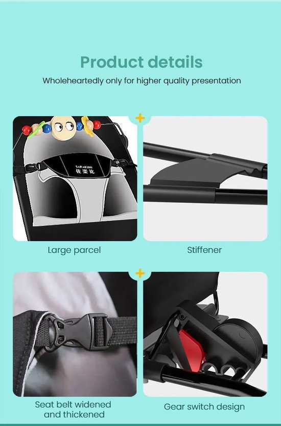 Eszenzics™ Wipstoel - Grijs - Lichtgewicht schommelstoel - Baby Bouncer - Compact inklapbaar van Eszenzics™ — afbeelding 5