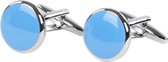 Suitable - Manchetknoop Rond Blauw NR92 - Heren - Maat -