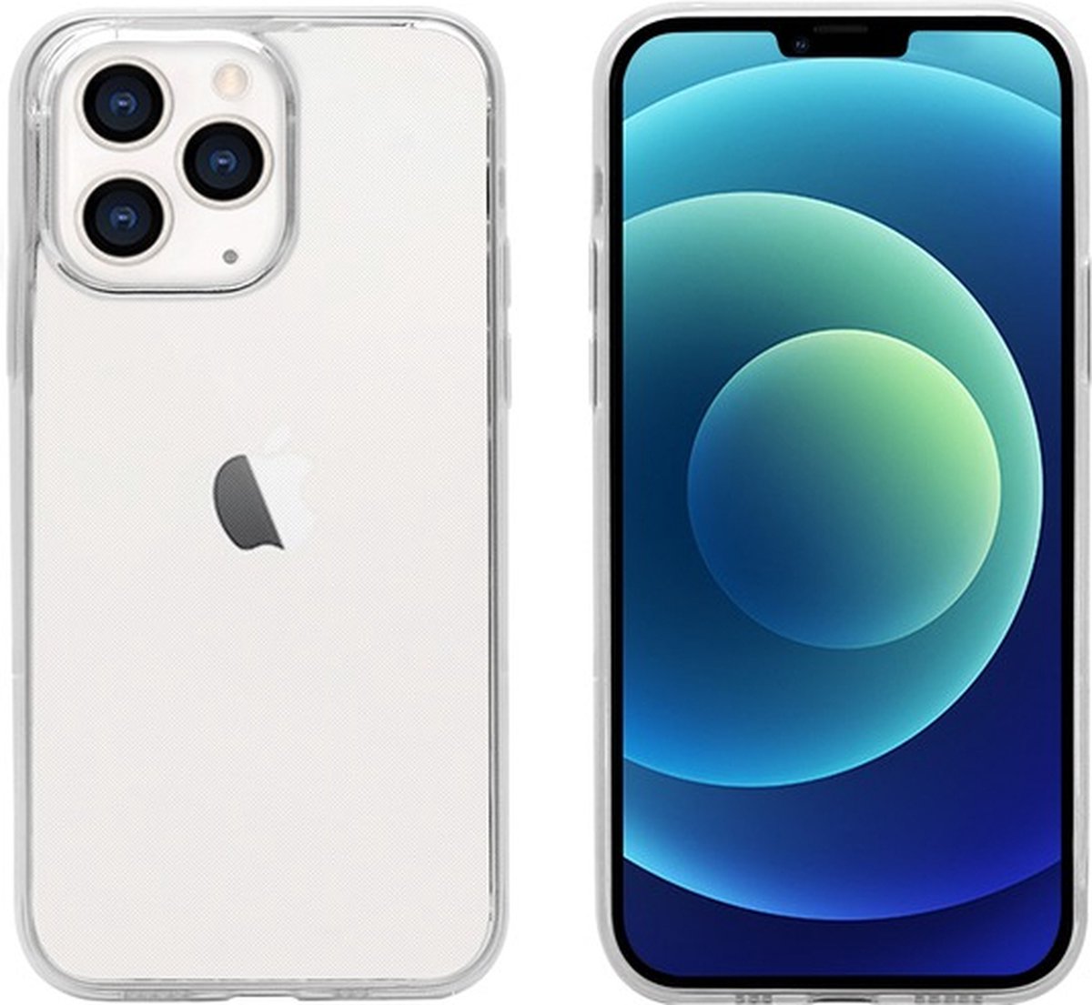 Muvit, Hoesje Geschikt voor Apple iPhone 13 Pro RECYCLETEK SHIELD Schokbestendig, Transparant