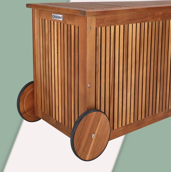 Casaria Opbergbox - Acacia Wielen Handgreep 120x55x60cm 350l - Bruin