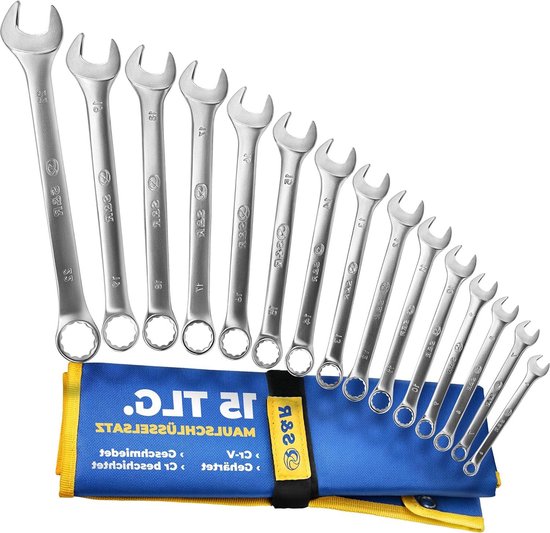 S&R-dubbele steeksleutelset 9-delig, Master-serie, professionele steeksleutels 6-23 mm, Cr-V industrieel staal, gesmeed, gehard, dubbel verchroomd, gematteerd, sleutel in Tetron oproletui S&R-dubbele steeksleutelset 9-delig, Master-serie, professionele steeksleutels 6-23 mm, Cr-V industrieel staal, gesmeed, gehard, dubbel verchroomd, gematteerd, sleutel in Tetron oproletui