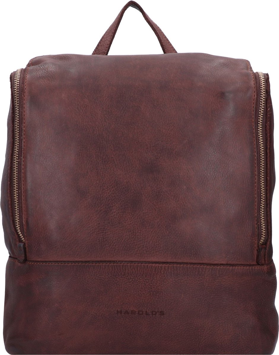 HAROLD'S Leren Laptop rugzak Rugzak met laptopvak Submarine Notebook Backpack Brown Donkerbruin