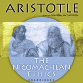 ARISTOTELES The Nicomachean Ethics door Wanda McCaddon, met een schildering van twee mannen in blauw.