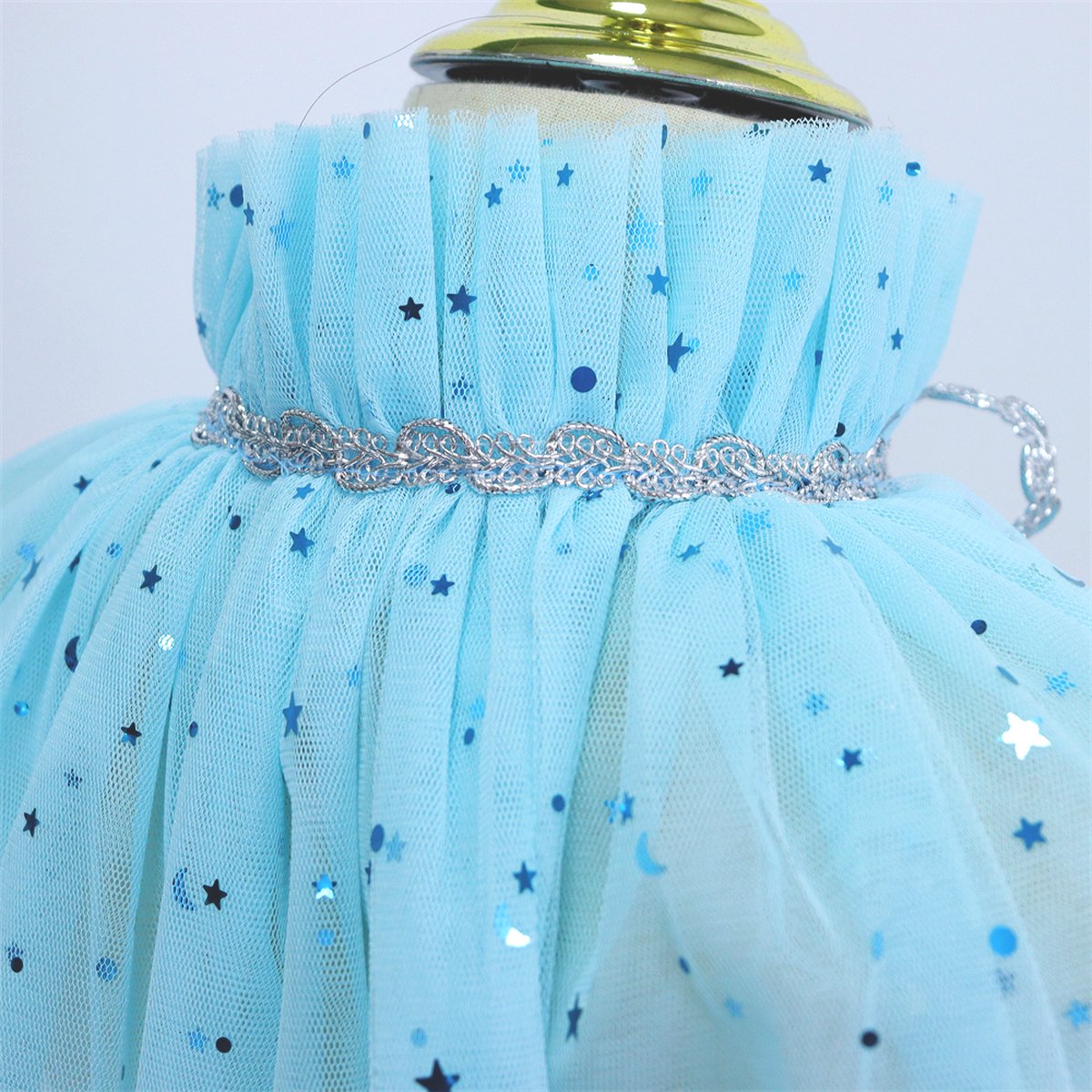 Joya Kids® Verkleedcape met Accessoires Licht Blauw | Prinsessencape | Cape Set | Unicorn | Meisje Verkleedset | Carnvalskleding Meisjes | Met Kroon, Staf, Handschoenen en Sieradenset — afbeelding 13