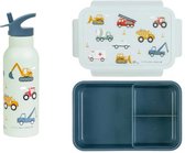 A Little Lovely Company Set rentrée scolaire - Gourde XL inox/Boîte Bento - Véhicules