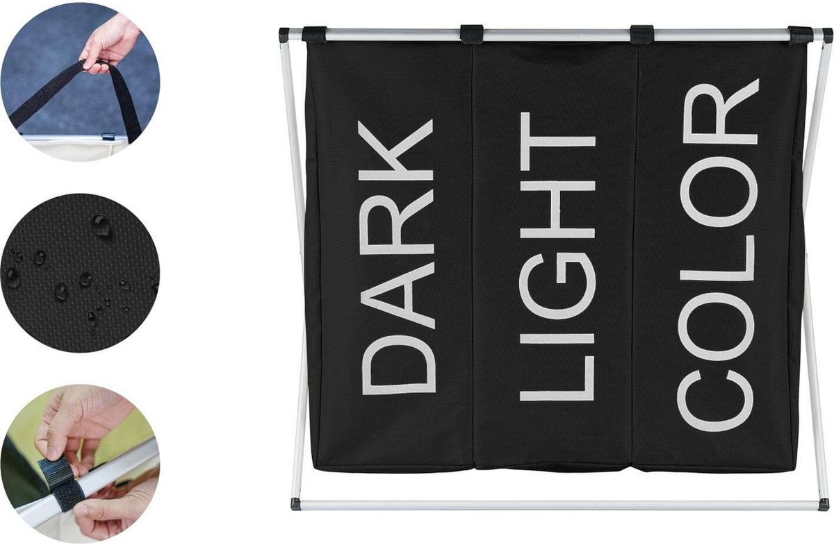 Goedkoopste Larson - Wasmand met 3 vakken - Wassorteerder - 3 kleuren