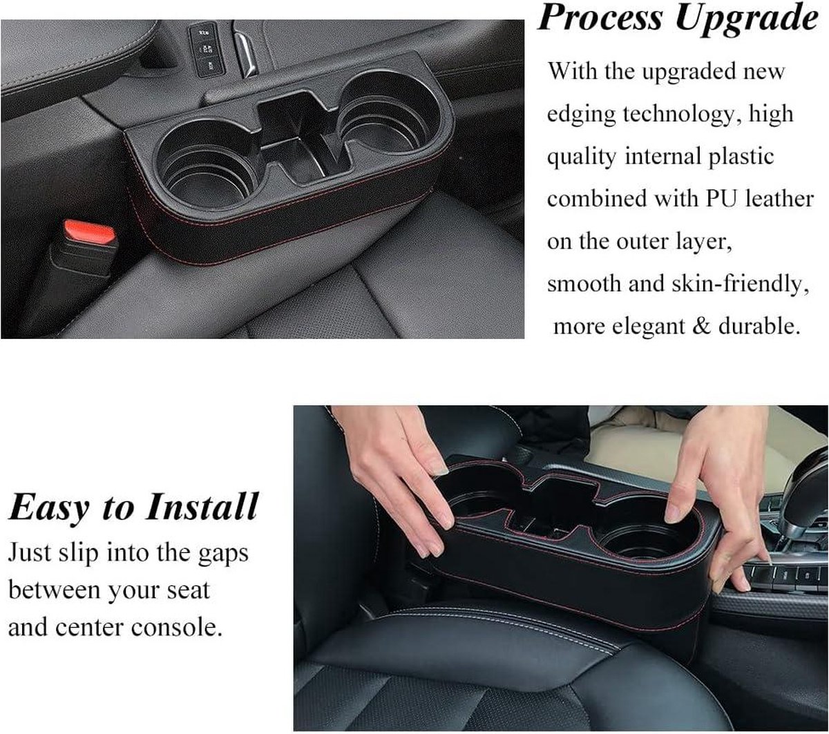 Bekerhouder voor in de auto, clip-on bekerhouder, flessenhouder, drankhouder voor deurtas, achterbank, tas, PU-leer Bekerhouder voor in de auto, clip-on bekerhouder, flessenhouder, drankhouder voor deurtas, achterbank, tas, PU-leer