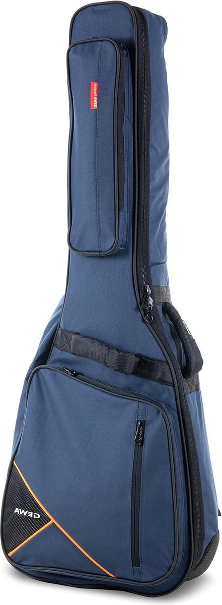Guitar Gig Bag Premium 20mm voor akoestische gitaar blauw - scheurvast - waterafstotend - Neck Protection System - luxe rugzakriemen - groot accessoirevak Guitar Bag