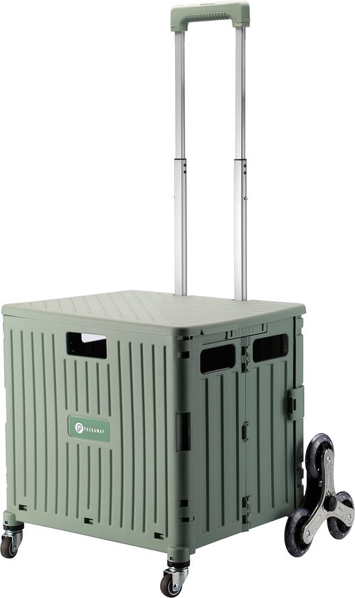 43,5 liter waterafstotende trolley boodschappentrolley inklapbaar, winkelwagen opvouwbaar, boodschappentas met 2 wielen, boodschappenmand met wielen (blauw/wit geruit