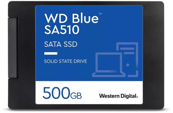 WD Blue SA510 SATA SSD 500GB, 2.5 inch solid state drive.