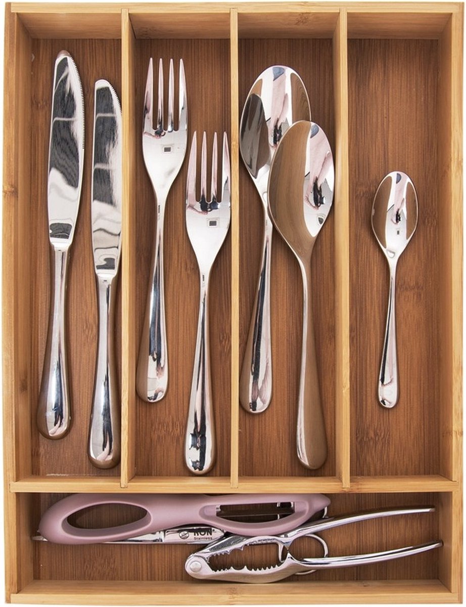Orion bestekbak | bestekbak voor laden, lade van bamboe, ladeinzet keuken | bestekbak organizer | 35 x 26 x 5 cm