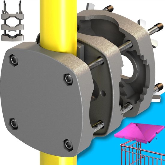 4smile SunnyBoy Parasolhouder - Compacte vervanging voor parasolstandaard - Functionele houder voor balkonleuning - Grijs