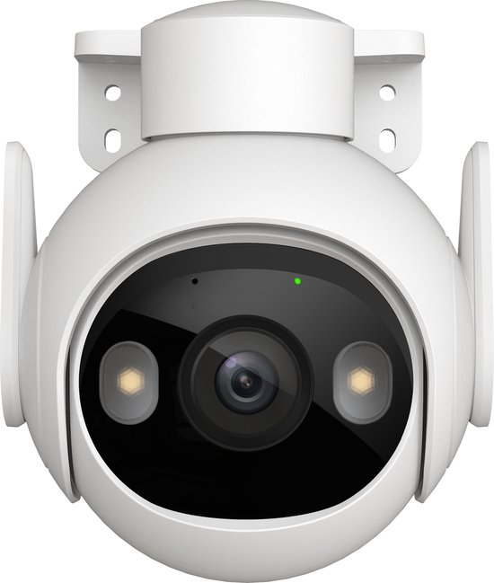 Witte Imou Cruiser 2 beveiligingscamera met zwenkarm. Zwart voorpaneel met lens, twee lampjes en een groene indicator.