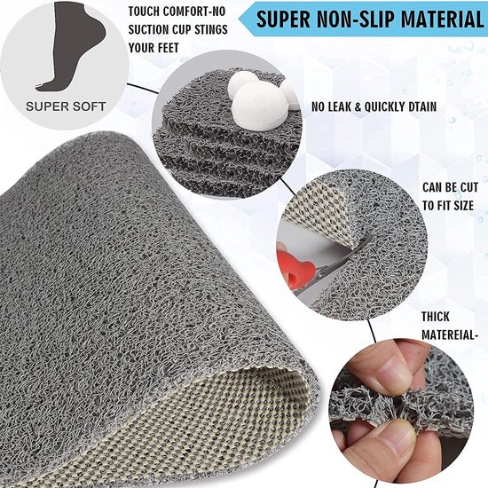 Pevfeciy Douchemat Antislip 80x100 cm Marmeren patroon Antislip Douchemat Zacht en Comfortabel PVC,Hoge doorlatendheid,Voor moderne badkamers