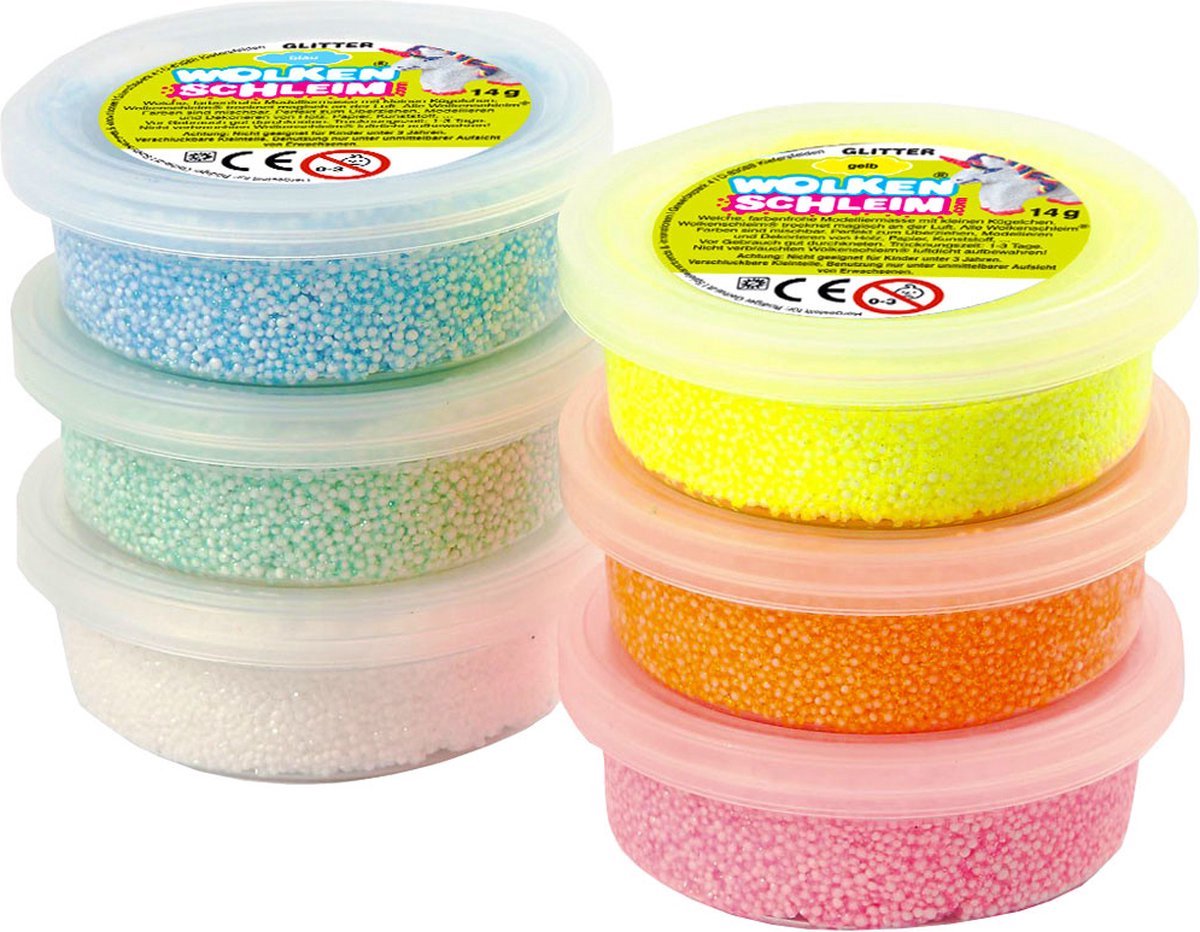 WolkenSchleim: FoamKlei, 6x 14 gram (glitter)