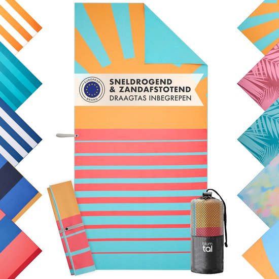 Blumtal Serviette de plage 90x180 cm Microfibre - Serviette compacte et à séchage rapide - Serviette de plage XXL - Couverture de plage sans sable avec nœud - Serviette de bain Groot et douce - Lever du soleil