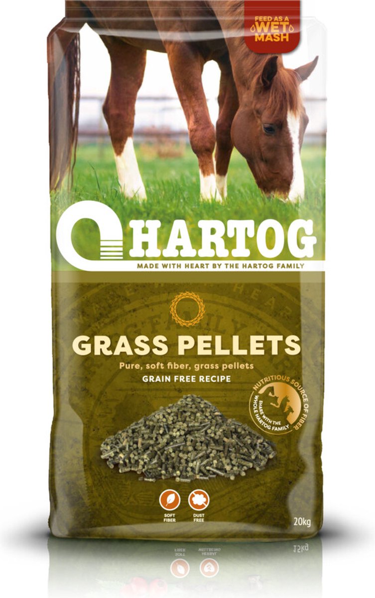 Hartog Grasbrok - 20kg - Graspellets - 6mm structuurbrok - Paardenvoer