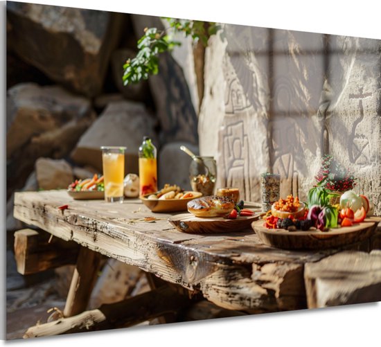 Décoration murale alimentaire - Peintures Alimentation en verre - Services de table de la table - Tableau moderne - Peinture plexiglas - Décoration murale verre acrylique 120x80 cm