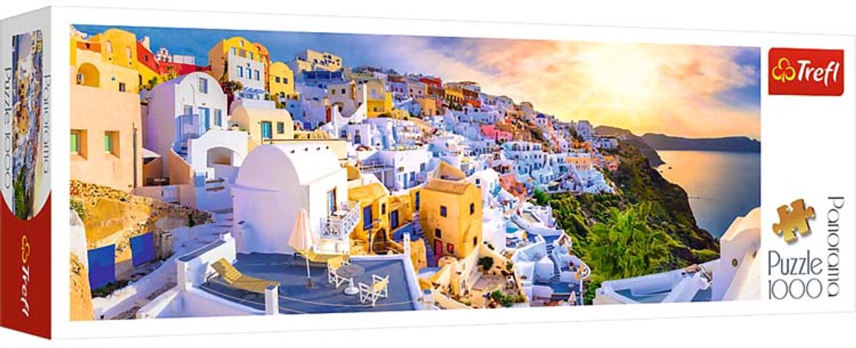 Trefl puzzel - zonsondergang Santorini Griekenland 1000 stukjes panorama.