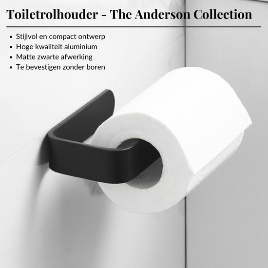 Foto: Wc rolhouder toiletrolhouder zonder boren 18 5 cm gerecycled aluminium zelfklevend of met schroeven toiletrolhouder wc rolhouder zwart toiletrolhouder zwart toiletrolhouder zonder boren milieuvriendelijk