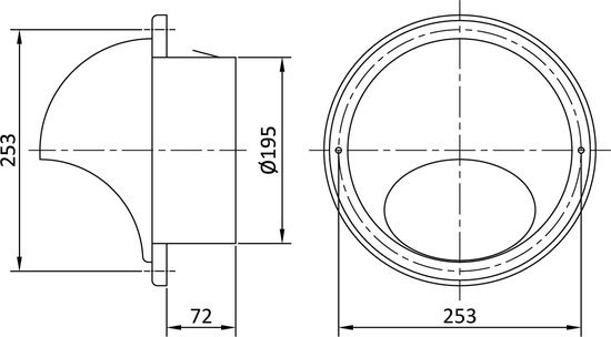 Grille sphérique Weha avec lames - acier inoxydable - Ø125 mm