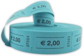 CombiCraft Consumptiebonnen op rol met eurobedrag - 2 euro in blauw, verpakking met 5000 bonnen