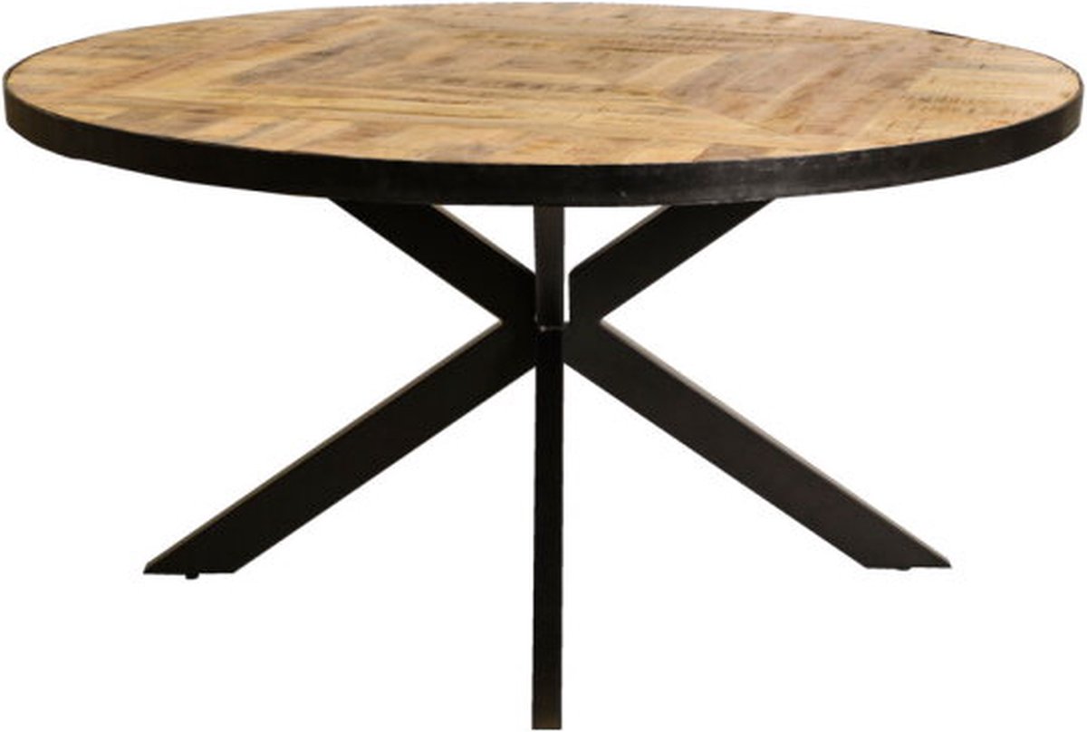 Meubelplaats Ronde mango eettafel 'Square Art Spider'-Ø130 cm Bruin