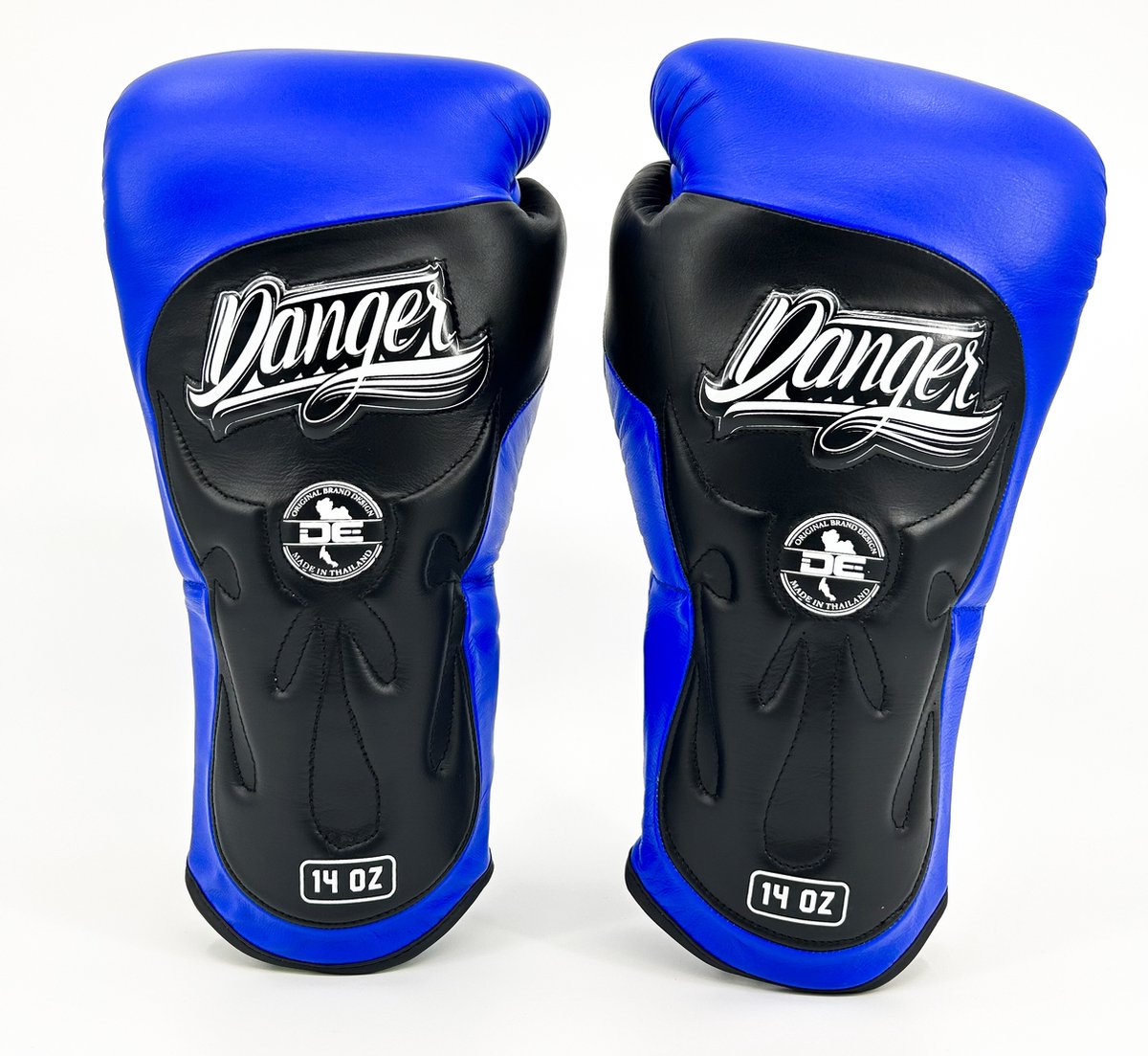 Danger Ultimate Fighter Bokshandschoenen - Echt Leer - Blauw/Zwart 12 oz