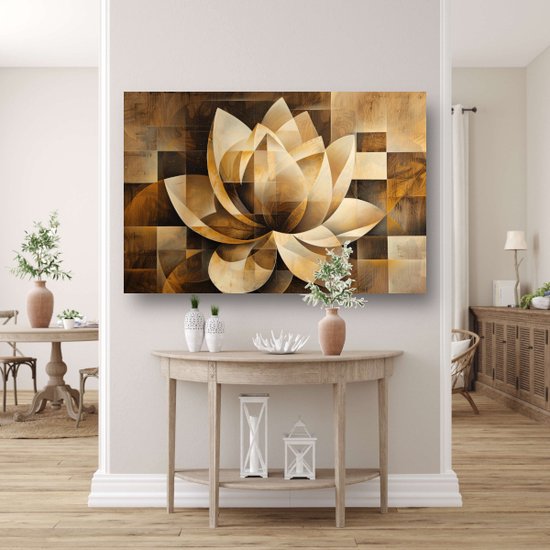 Décoration murale Lotus - Portrait de Bloem - Peintures sur toile Motif - Décoration murale moderne - Peintures sur toile avec cadre plateau - Décoration chambre toile avec cadre plateau 60x40 cm