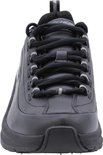 Vooraanzicht van een zwarte Skechers sneaker met veters.