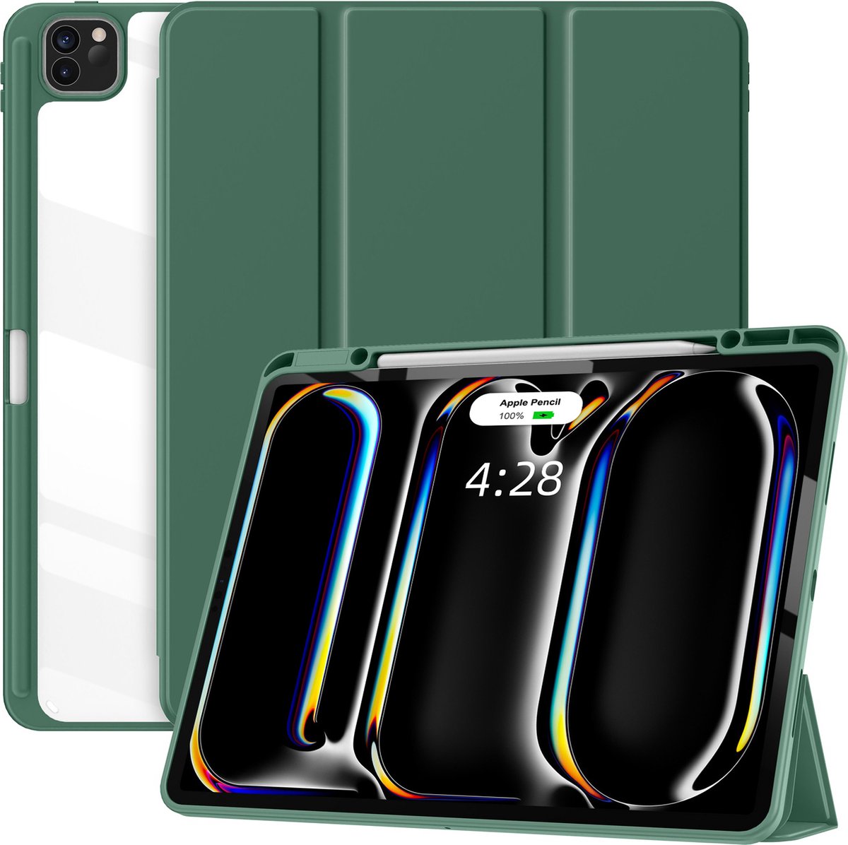 Solidenz Hoes - Geschikt voor iPad Pro 11 inch (M5 2025 / M4 2024) - Case Met Autowake / Autosleep - Hoesje Met Pencil Houder - Groen