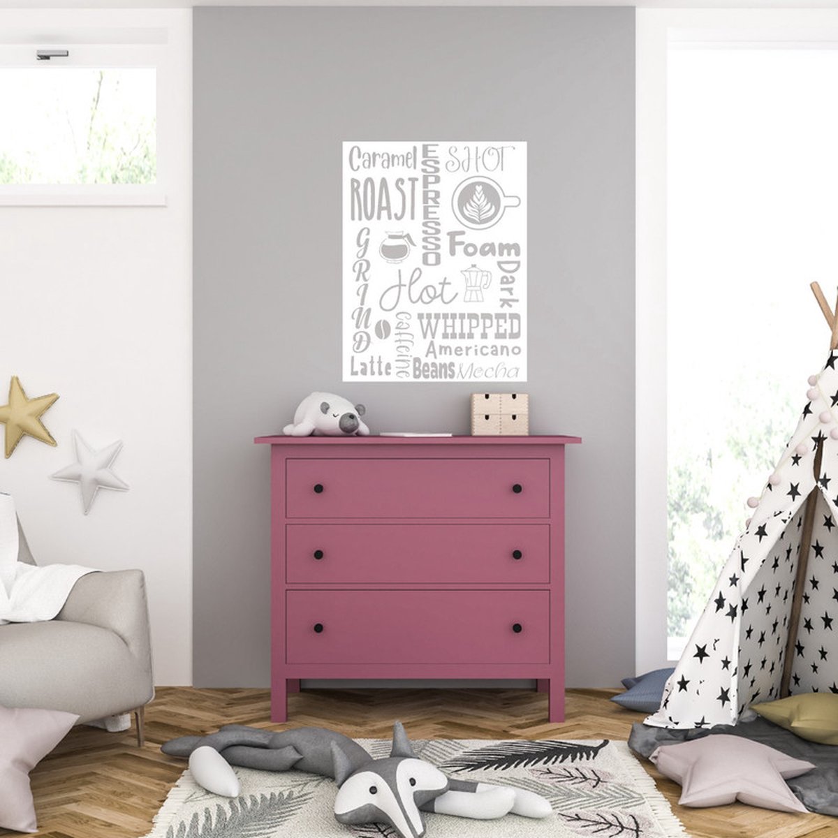 MC Living Muursticker - Coffee - 40,6 x 52,5 - Wit
