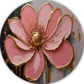 Bloem schilderij - Natuur muurcirkel - Wandcirkel Goud - Muurdecoratie modern - Wandcirkels - Woondecoratie muurcirkel forex 100x100 cm