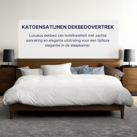 Ten Cate Hotel Dekbedovertrek - Dekbedovertrek 140 x 200 - Dekbedovertrekken - Dekbedovertrek 1 persoons - Satijn - Naturel van Merkloos — afbeelding 2