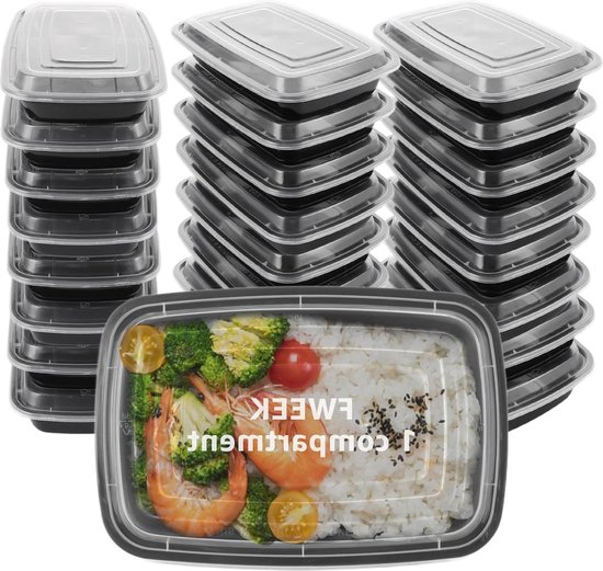 Meal Prep dozen, 25 stuks, 750 ml, prep maaltijddozen, kunststof
