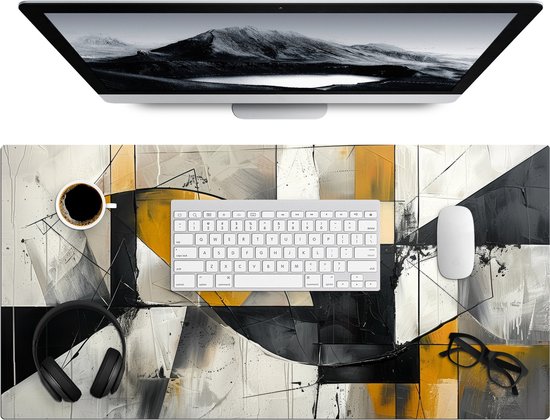 Foto: Bureau onderlegger 80x40 cm abstract kunst geometrisch aesthetic muismat xxl bureau mat muismatten groot