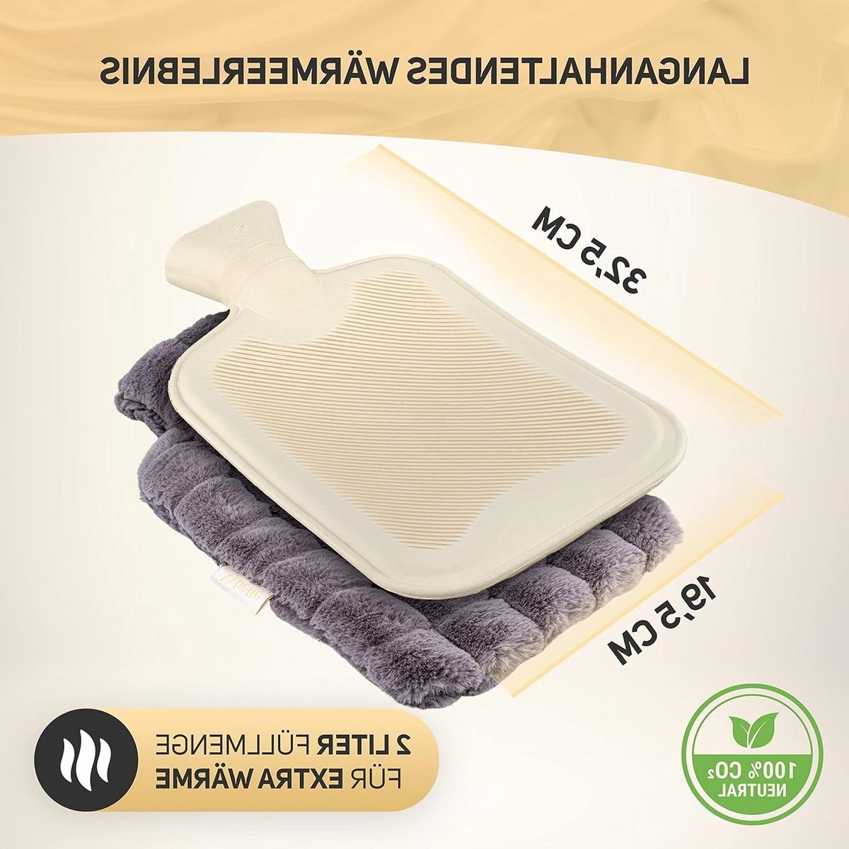 Bol.com Pluizige knuffelovertrek voor lekvrije warmwaterkruik - natuurlijk rubber - machinewasbaar - 2 liter aanbieding