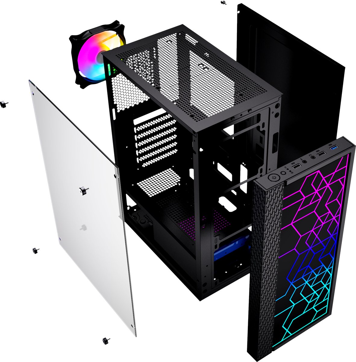 Gembird Fornax 2500 Midi Tower Zwart behuizing - afbeelding 6