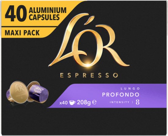 L'OR Espresso Koffiecups Profondo - 5 x 40 stuks - Voordeelverpakking