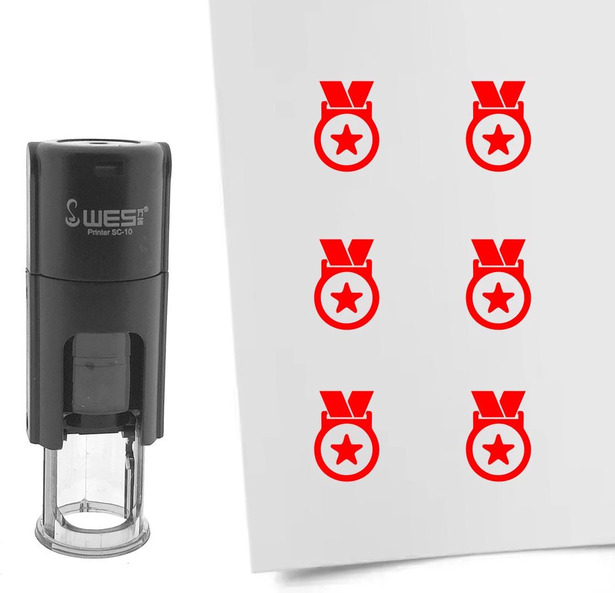 CombiCraft Stempel medaille 10mm rond rode inkt per 1 stuk