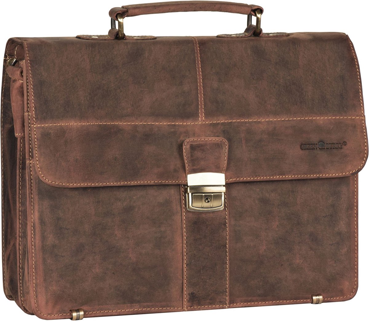 Greenburry Vintage aktetas leer 38 cm met 2 hoofdcompartimenten - cm ( Zoll) - brown