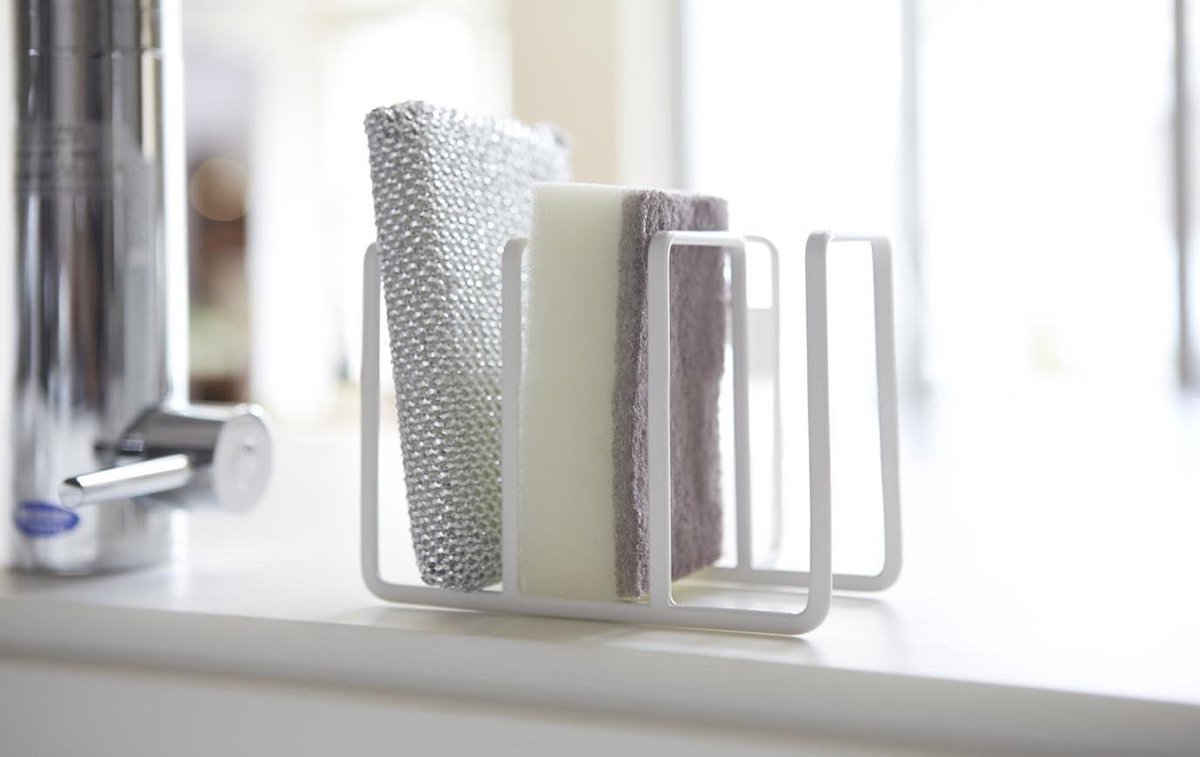 3 Spons Houder Rack Organizer voor Aanrecht - Staal Wit: Handige Yamazaki Home Organizer Cutlery basket