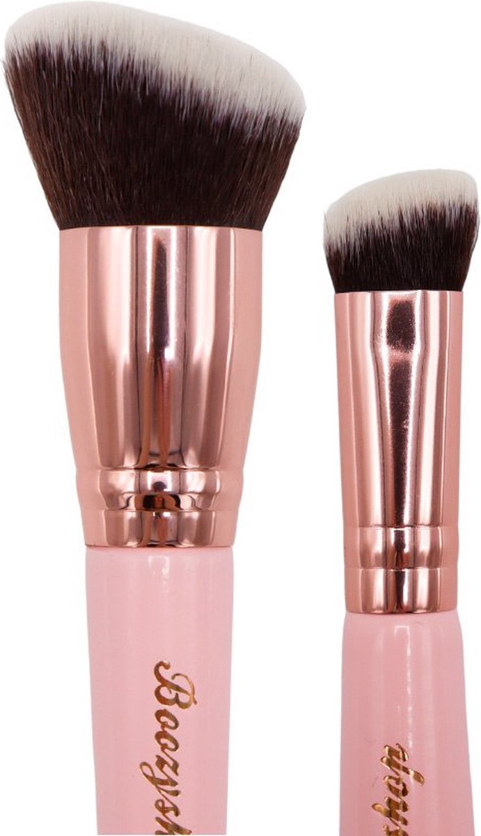 Goedkoopste Boozyshop ® Foundation Kwast Soft Pink & Gold - Ook geschikt voor contour - Make-up Kwasten - Flawless applicatie - Multifunctional Blending Brush