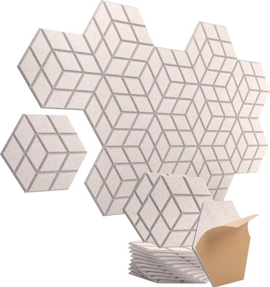 Zeshoekige akoestische panelen zelfklevend 12 stuks geluidsisolatie wand- hoge dichtheid- akoestisch schuim- voor wandplafonds- hout en deuren- geluidsabsorberende akoestische panelen- geluiddempend- geluidsabsorptie acoustic panels