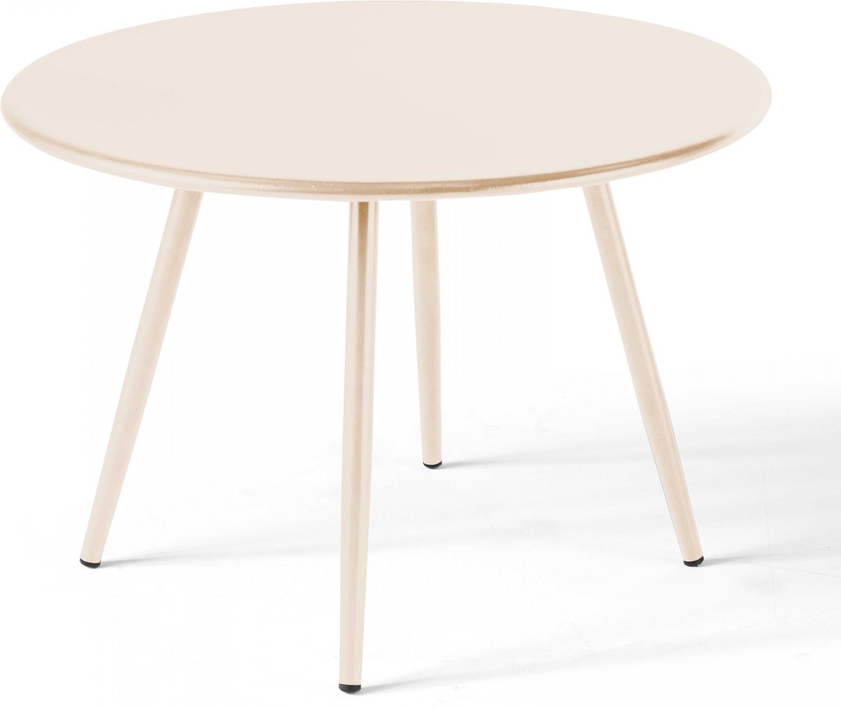 Oviala - Ronde salontafel van ivoor metaal 50 cm - Palavas